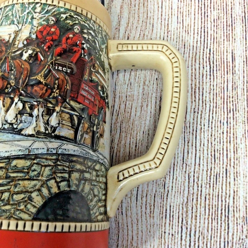 1988 Anheuser Busch Budweiser Clydesdale Holiday Beer Stein Collectors Series